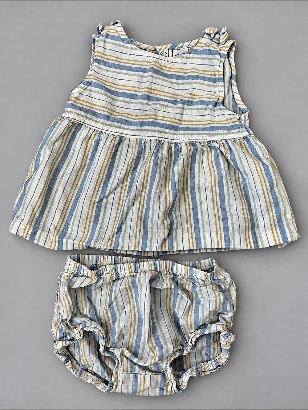 💛⚡️PICK 5/ $20 - Carter’s Pastel Striped Dress & Diaper Cover Set 18M